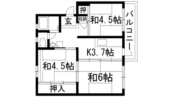 逆瀬川15号棟の物件間取画像